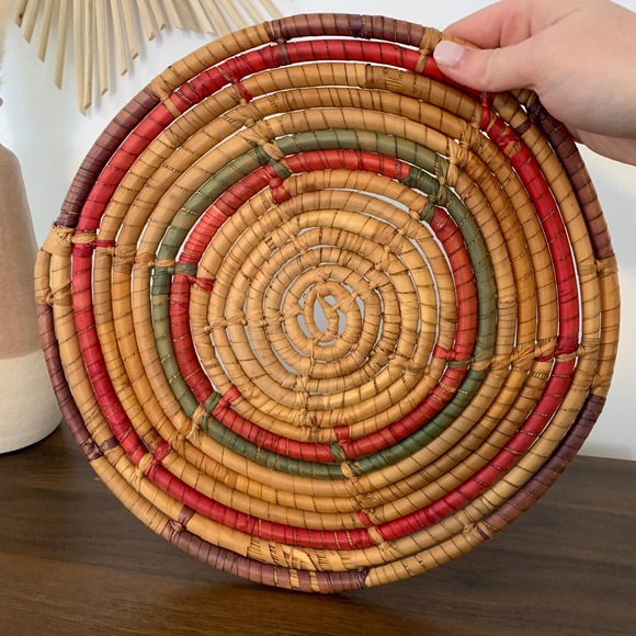 Woven Seagrass Coiled Wall Trivet Basket Boho - Picture 7 of 8